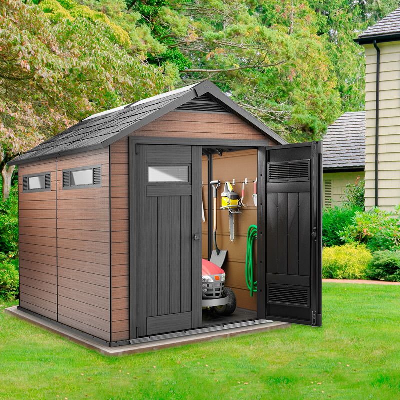 ... ft Wood-Plastic Composite Outdoor Garden Shed in Mahogany NEW