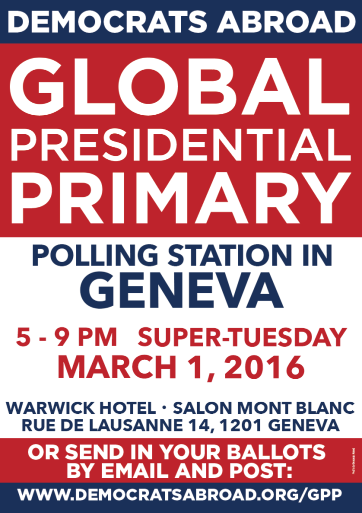 2016 Global Presidential Primary - Swiss Democrats Vote in Geneva on Tuesday March 1st