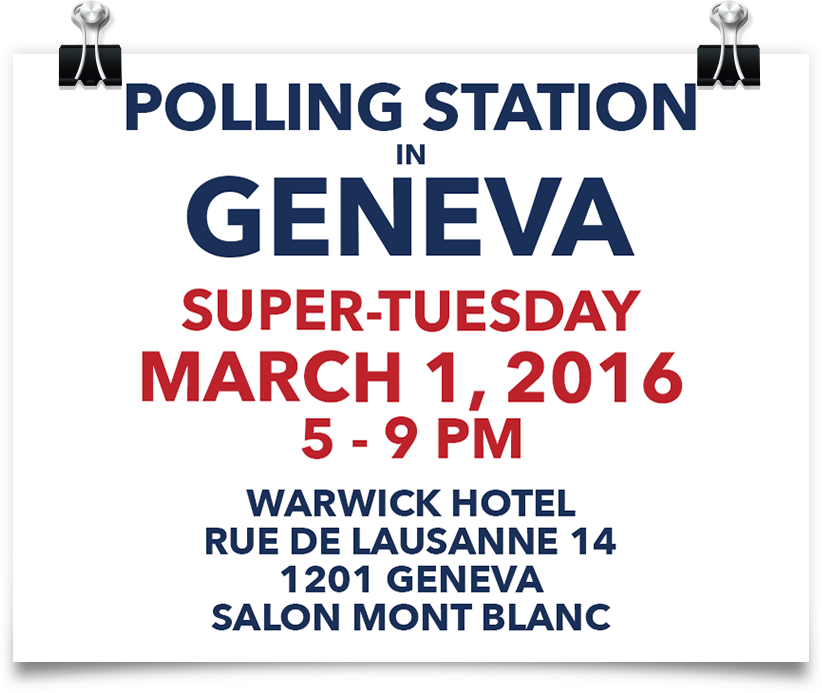 Global Primary Voting in Geneva, Super-Tuesday March 1st
