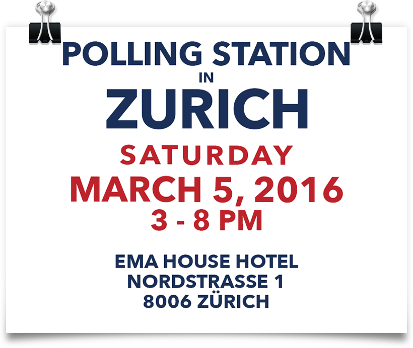Global Primary Voting in Zurich, Saturday March 5th