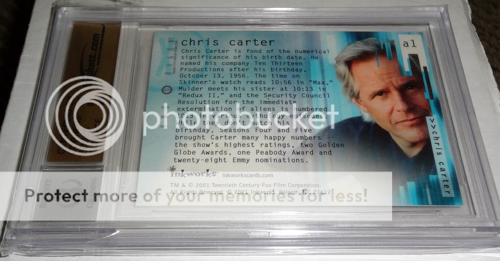 01 X-Files Autograph CHRIS CARTER Auto 8 JSA BGS 9.5 GEM Card Season 4 & 5 4