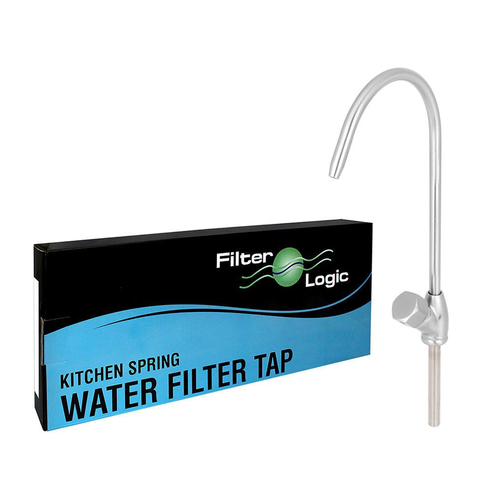 FilterLogic Brushed Stainless Steel Water Filter Turn Button Tap, Swan ...
